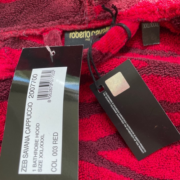 Roberto Cavalier Unisex Zebra Shawl Bathrobe Red Size XXL - Picture 10 of 15